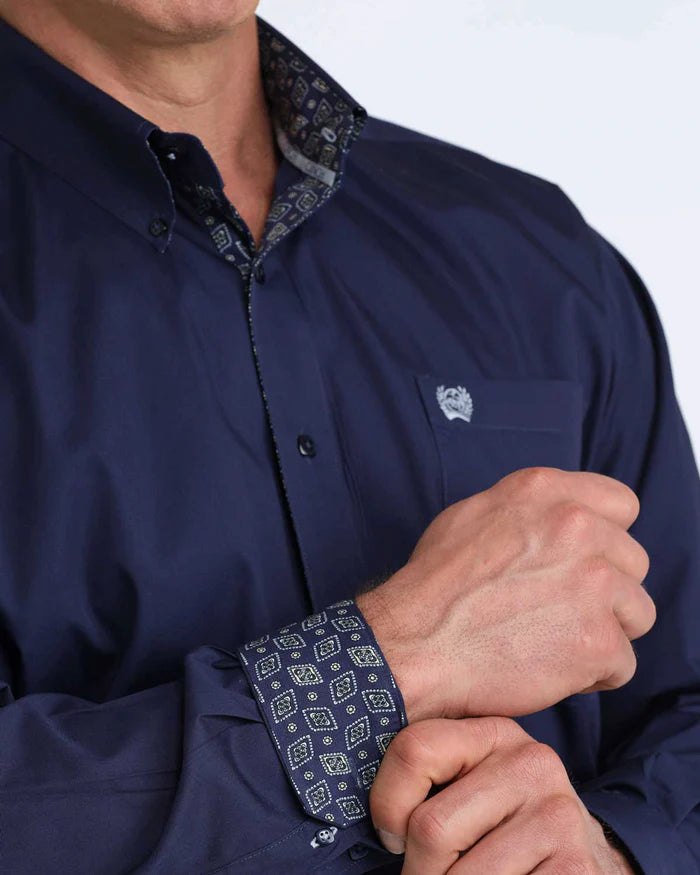 cinch dress shirts Men's Button Down Shirt #MTW106074X recomm_dr3539 Cream Floral Chiffon Wrap The shirt features a Size:M | 36-38