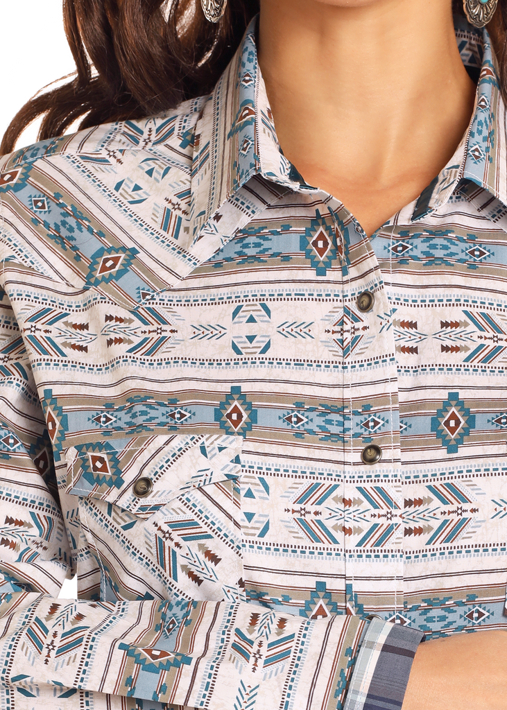 Women's Rough Stock Snap Font Shirt #RWN2S04608