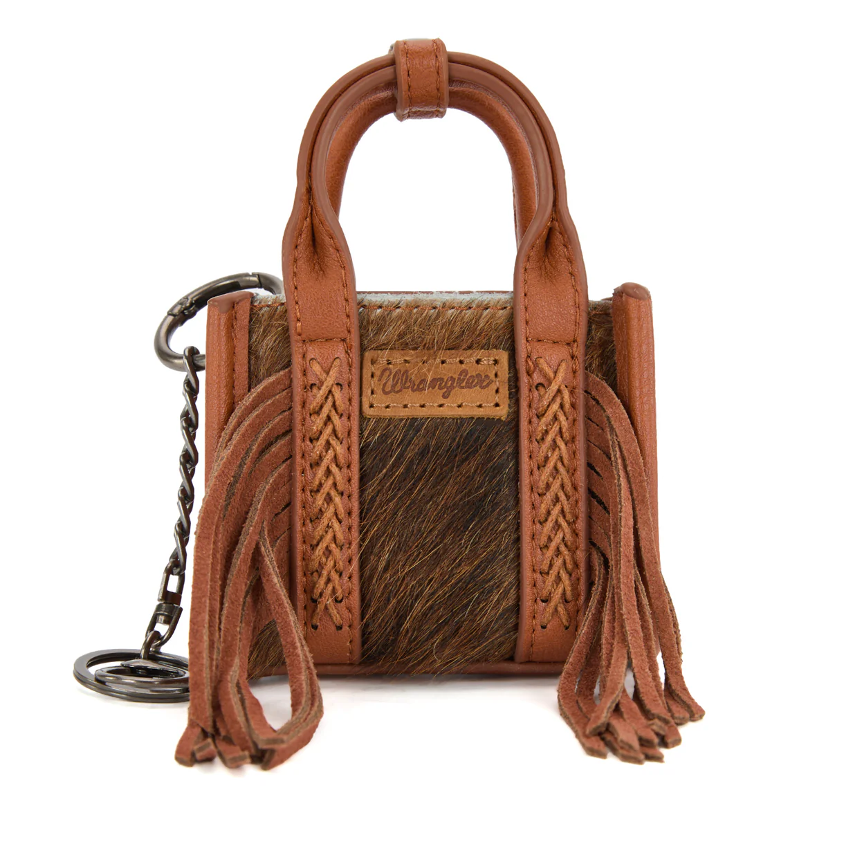 Wrangler Cowhide Mini Fringe Tote Keychain #WGH-1007 | High