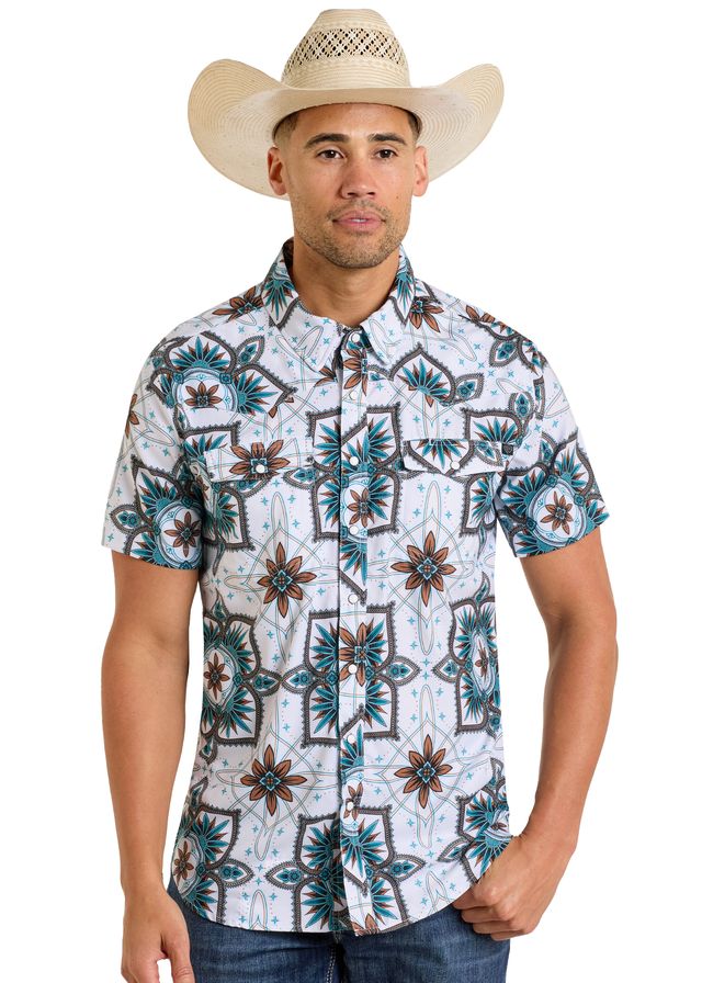 Men's Rock & Roll Cowboy TekWestern Snap Front Shirt #BMN3S06430