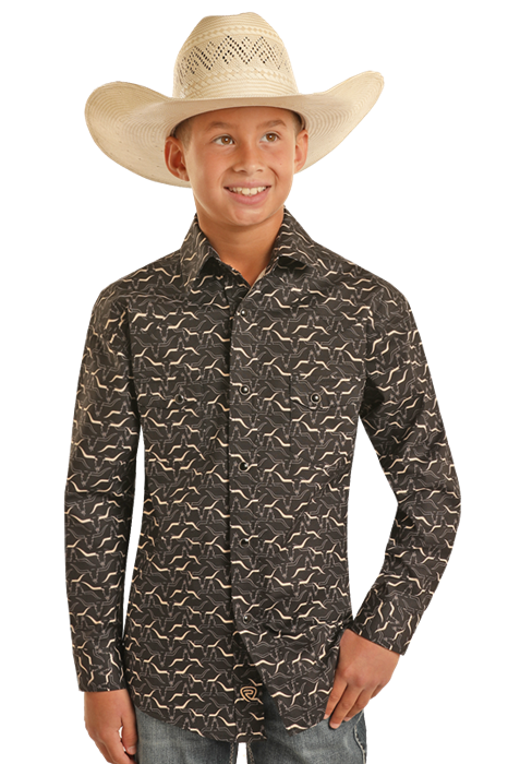 Boy's Rock & Roll Cowboy Snap Front Shirt #BBN2S03346