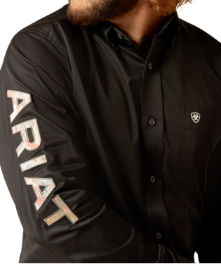 Ariat Men s Team Logo Black Twill Long Sleeve Shirt 1001749 XXL