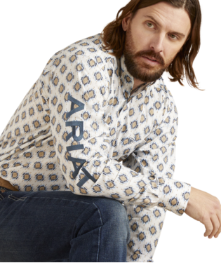 ARIAT Men's MNS Team Warner Classic Long Sleeve Shirt – White, Embroidery, Relaxed Fit