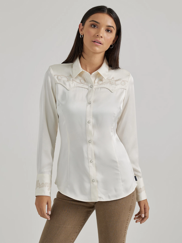 Women's Wrangler Retro Satin Snap Front Shirt #112356664