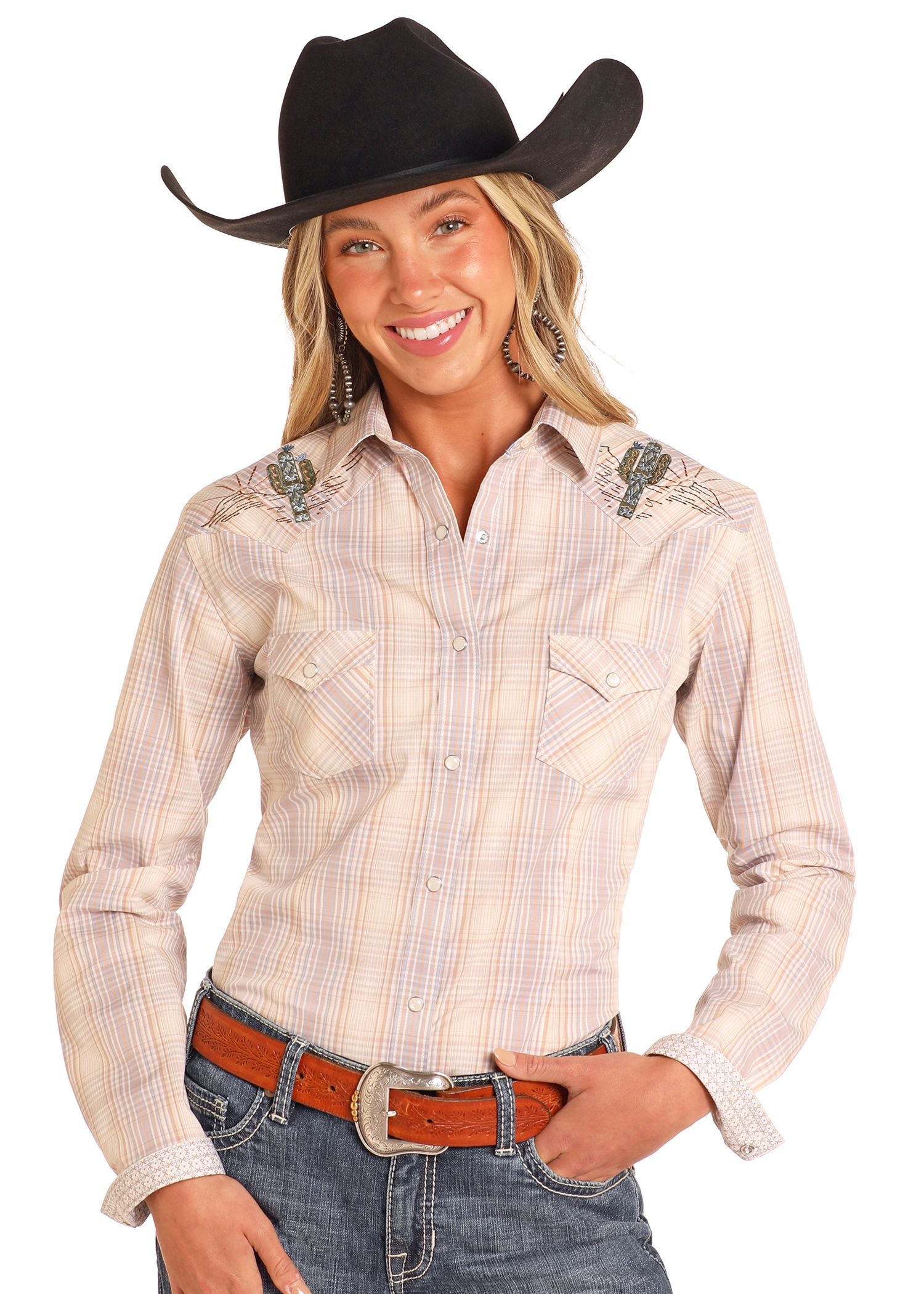 rough dress long sleeve Women's Rough Stock Snap Front Shirt #RWN2S04592 MED