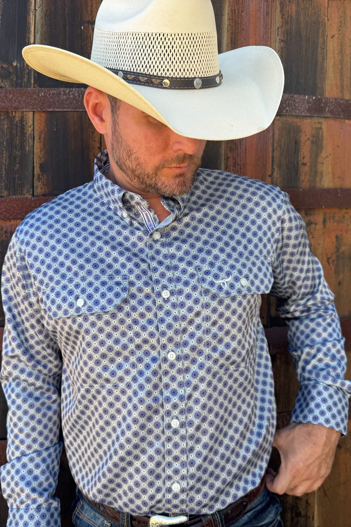 Men's Drover Cowboy Threads Performance Vent Six-Shooter Button Down Shirt #D157