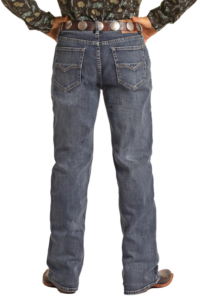 Men's Rock & Roll Cowboy Relaxed Fit Stretch Straight Bootcut Jeans #RRMD0SR123