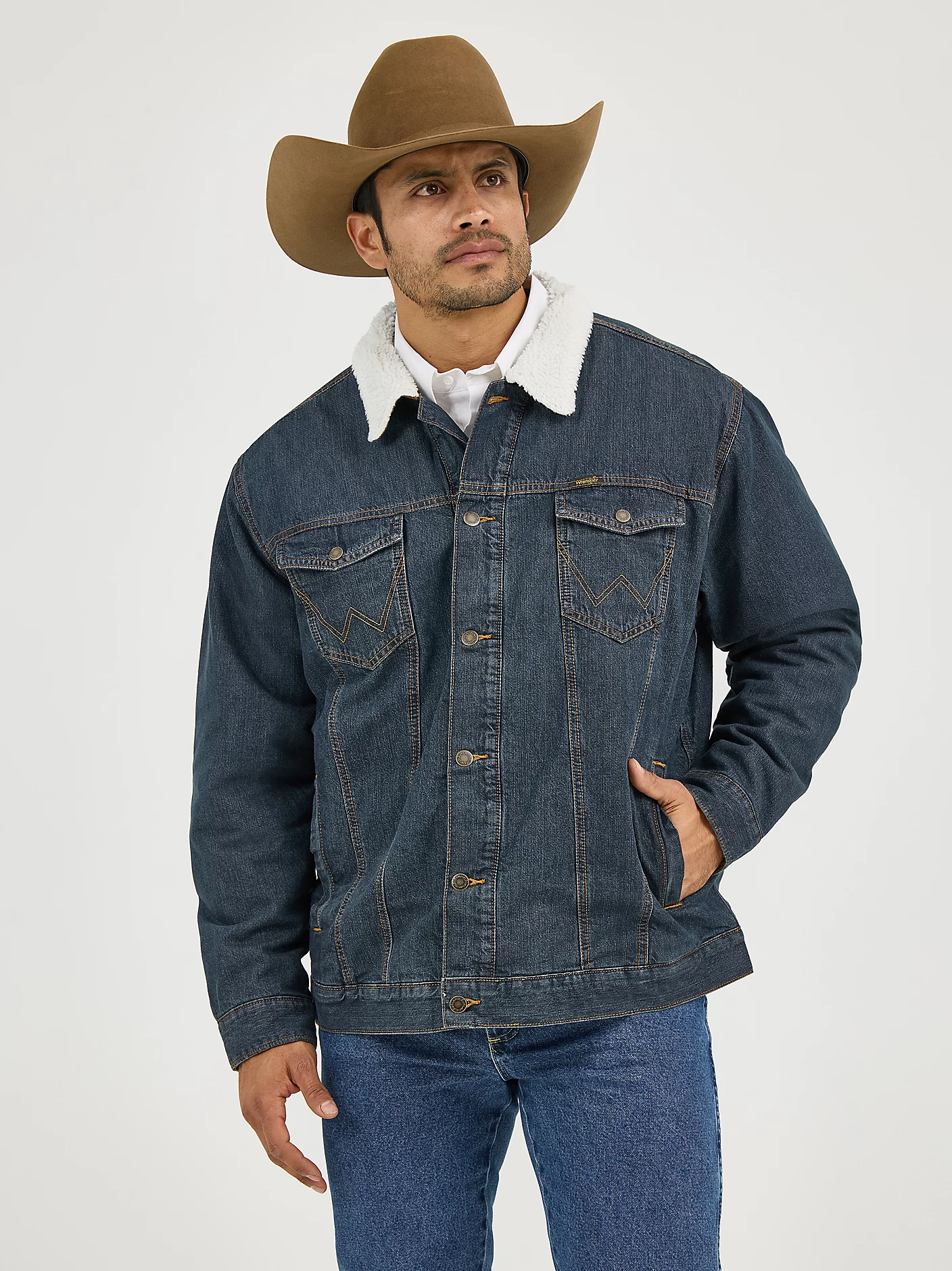 Men's Wrangler Sherpa Lined Denim Jacket #74256RTX (Big and Tall