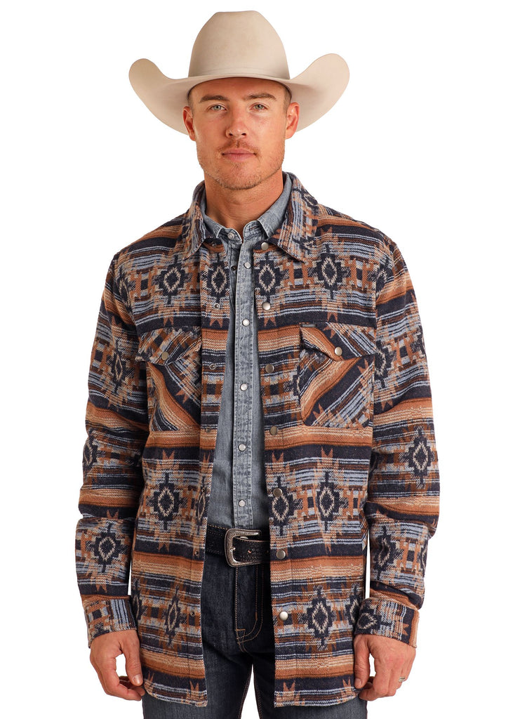 Men's Rock & Roll Cowboy Jacquard Shacket #BM92C05542 | High Men's Rock & Roll Cowboy Jacquard Shacket #BM92C05542 | High