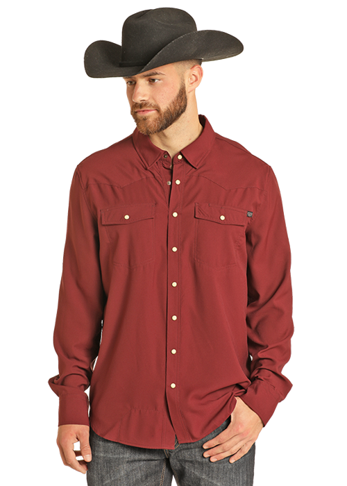 Men's Rock & Roll Cowboy TekWestern Snap Front Shirt #BMN2S06797