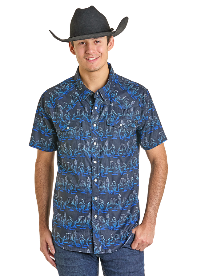Men's Rock & Roll Cowboy TEK Western Snap Front Shirt #BMN3S07178