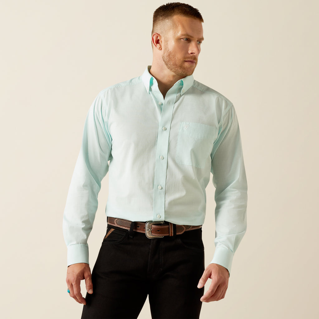 Men's Ariat Solid Slub Classic Fit Button Down Shirt #10055116X