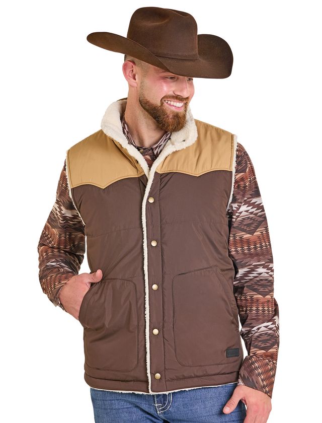 Men's Rock & Roll Cowboy Reversible Puffer Vest #BM98C06893 | High ...