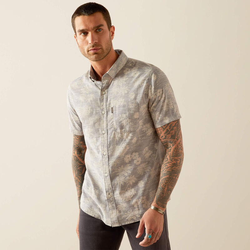 men's modern fit dress shirts Men's Morris Modern Fit Shirt in Grey, Size: XL by Ariat