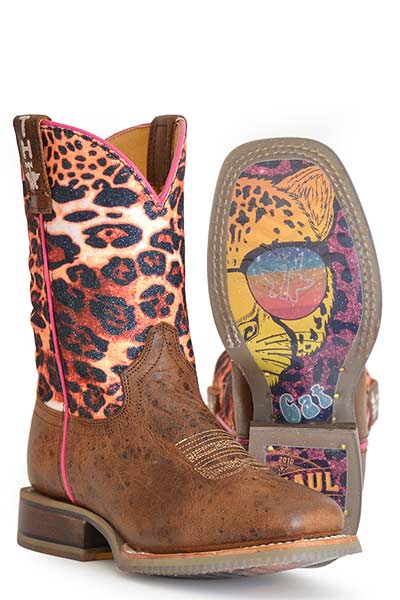 Youth's Tin Haul Cheetah Sparkles Western Boot #14-119-0077-0871