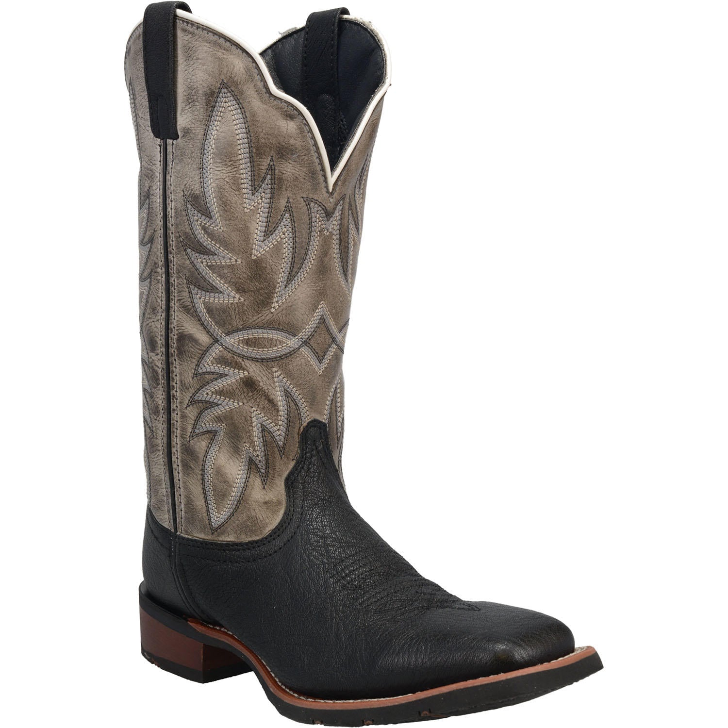 Laredo Men\'s 7910 Isac Square Toe Leather Cowboy Western Boot Black Gray 9.5D ISAAC LEATHER BOOT – Laredo Boots Store main image 3