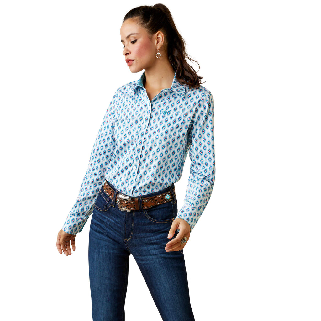 Women's Ariat Wrinkle Resist Kerby Stretch Button Down Shirt #10043474-C
