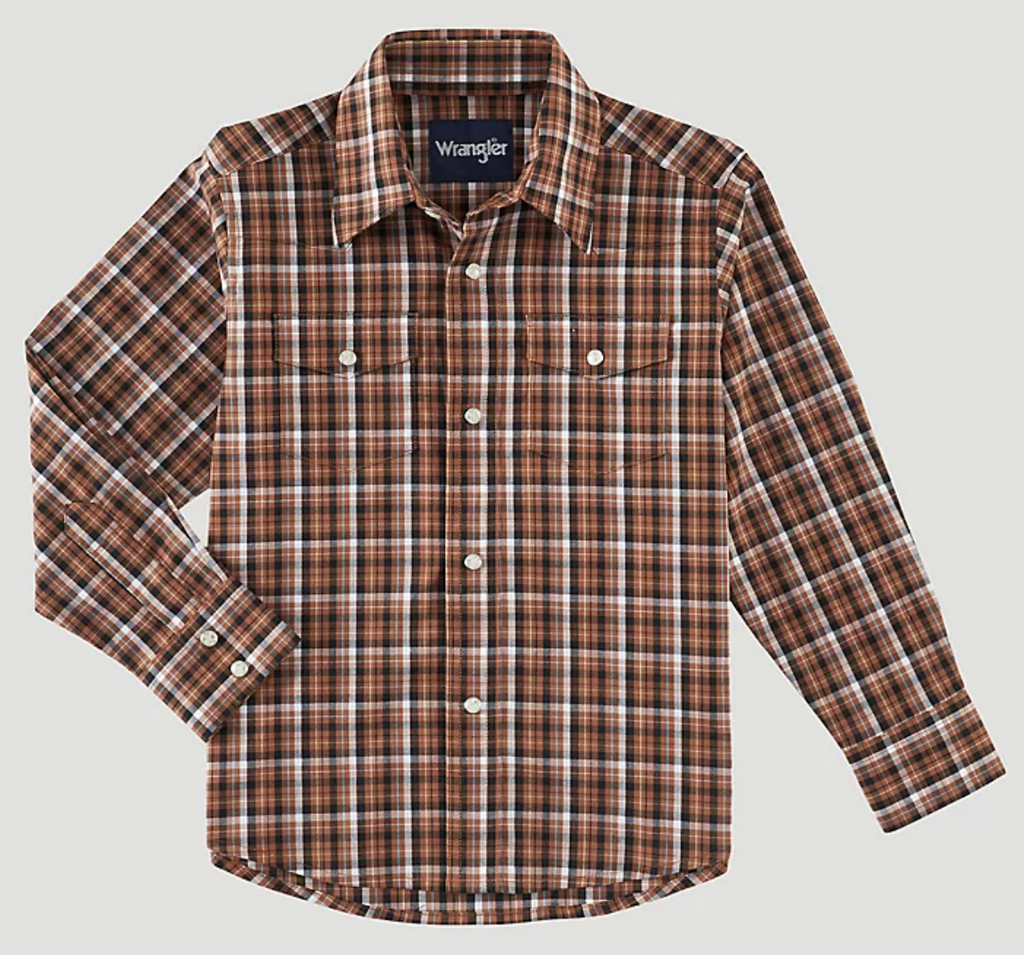 Boy's Wrangler Wrinkle Resist Snap Front Shirt #112318677