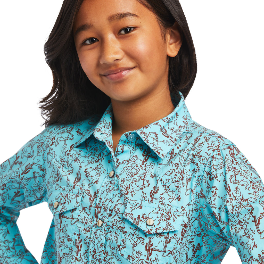 Girl's Ariat R.E.AL. Bucking Bronc Snap Front Shirt #10040631