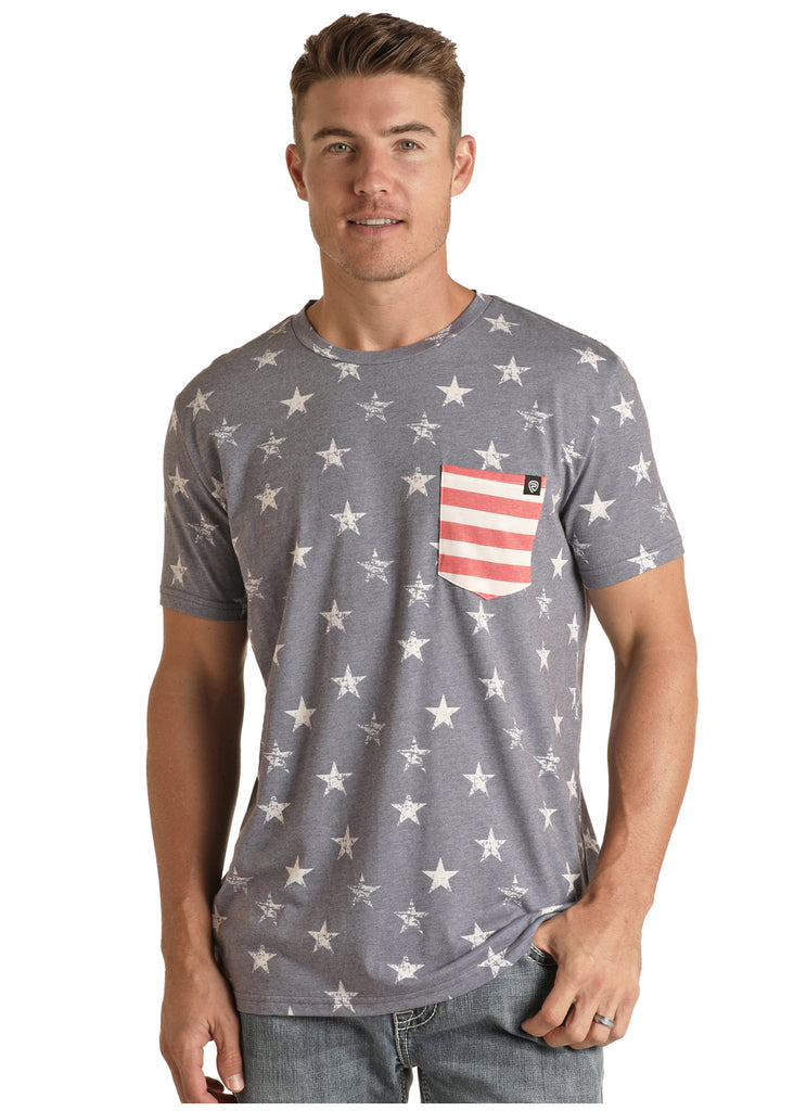 Men's Rock & Roll Cowboy T-Shirt #RRMT21RZLW-C