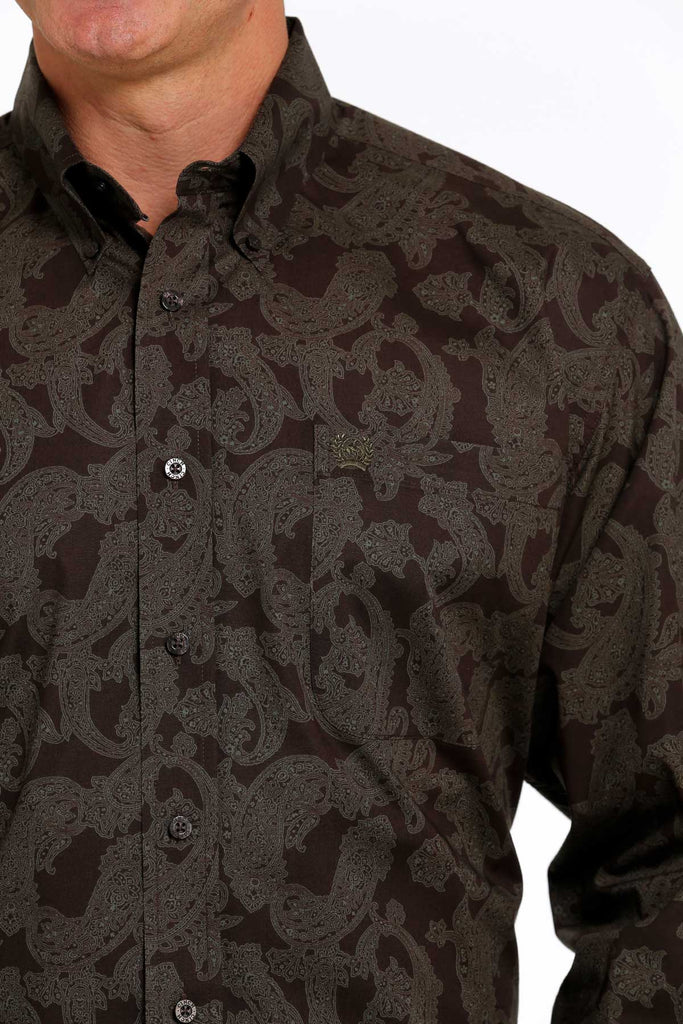 Men's Cinch Brown Button Down Shirt #MTW1105489