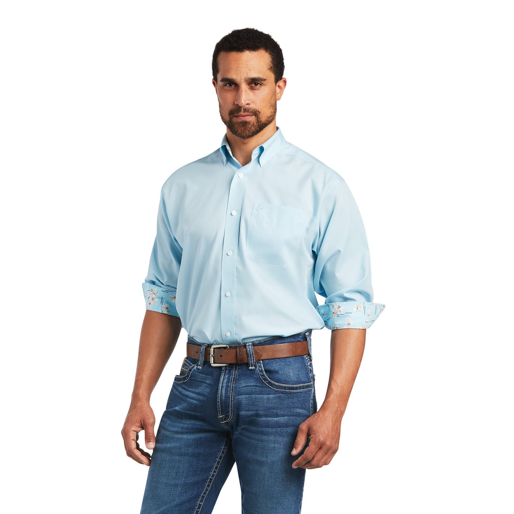 Men's Ariat Wrinkle Free Solid Pinpoint Oxford Classic Fit Button Down Shirt #10040586
