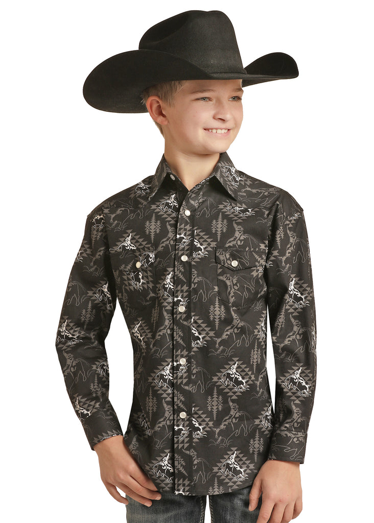 Boy's Rock & Roll Cowboy Snap Front Shirt #RRBSOSR091