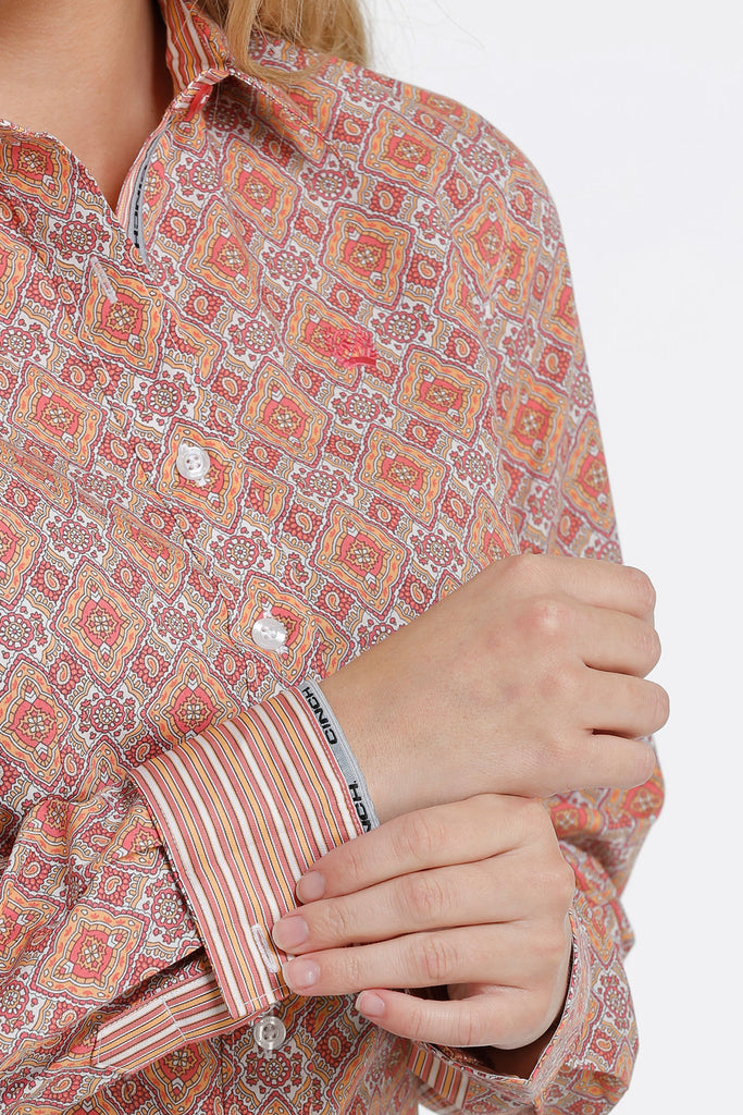 Women's Cinch Button Down Pocket #MSW9165019MUL-C