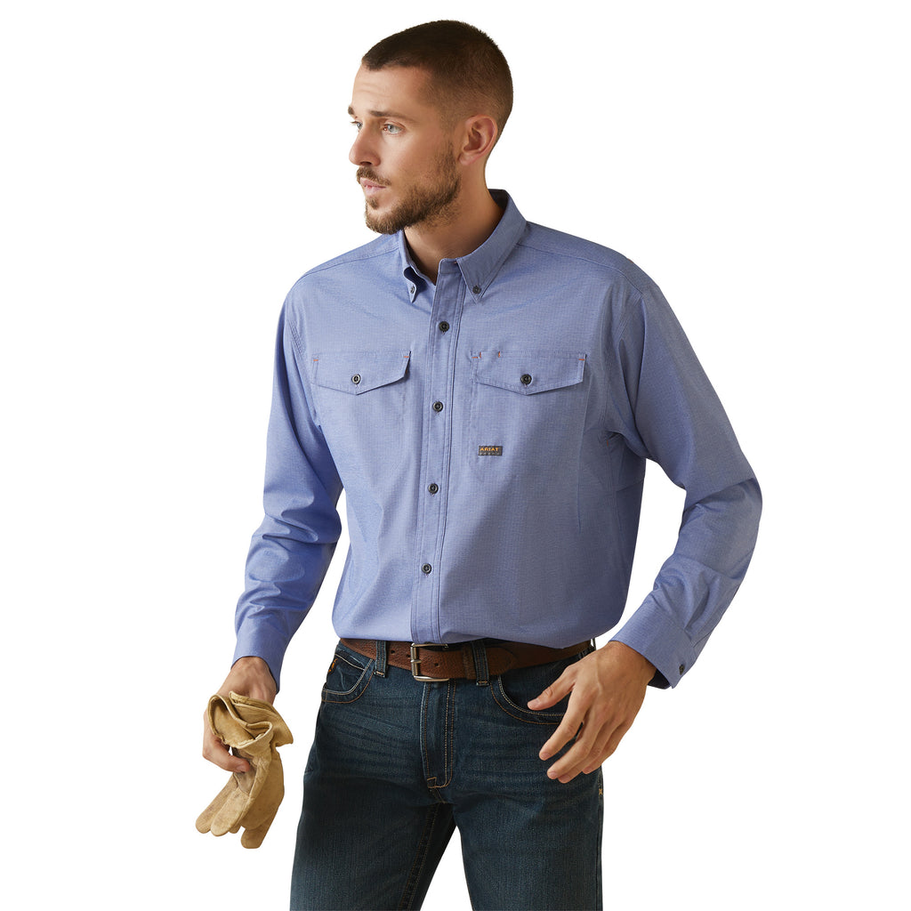 Men's Ariat Rebar Made Tough VentTEK DuraStretch Button Down Work Shirt #10043838