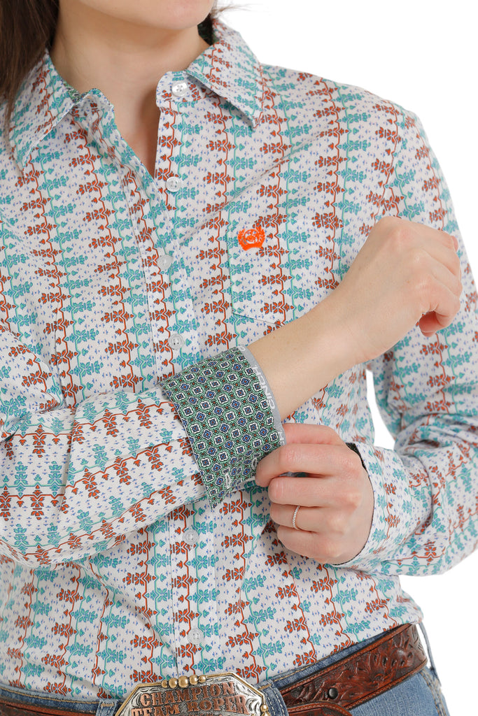 Women's Cinch Button Down Shirt #MSW9164201-C