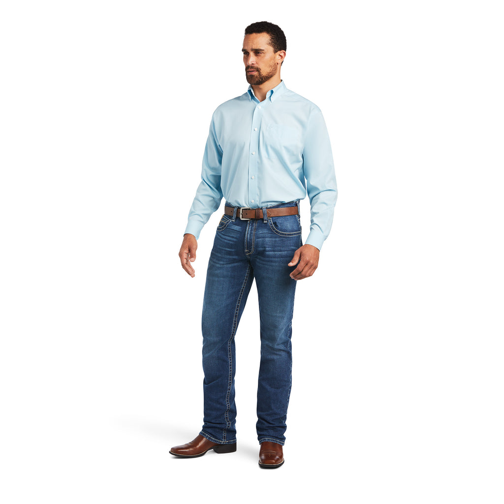 Men's Ariat Wrinkle Free Solid Pinpoint Oxford Classic Fit Button Down Shirt #10040586