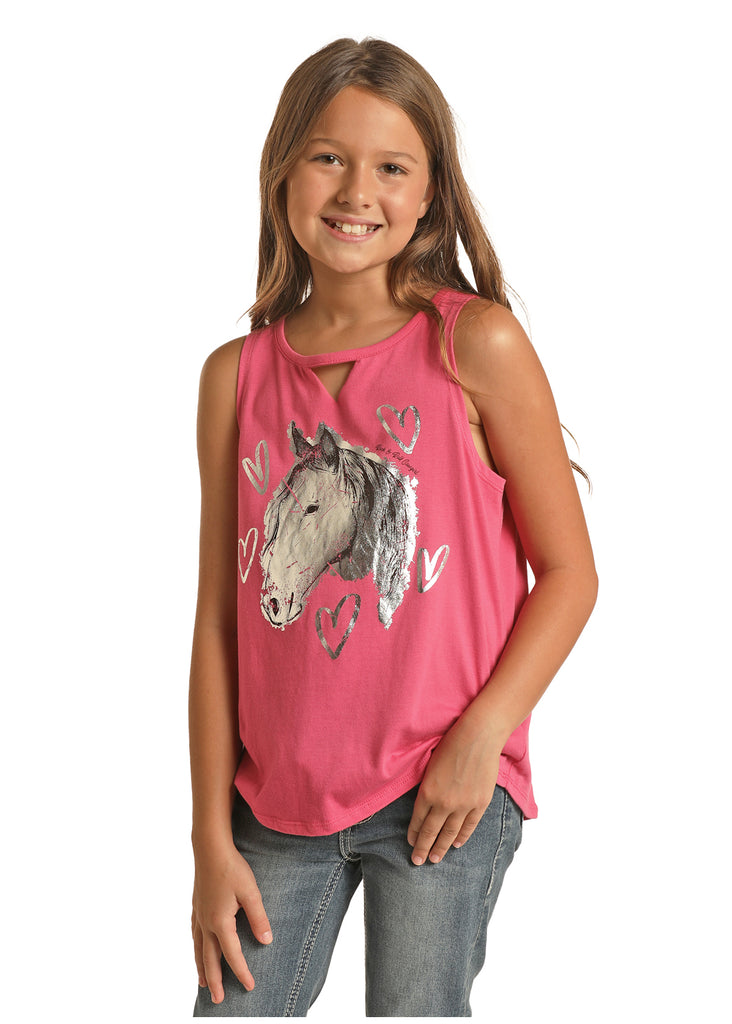 Girl's Rock & Roll Cowgirl Tank Top #RRGT20R194