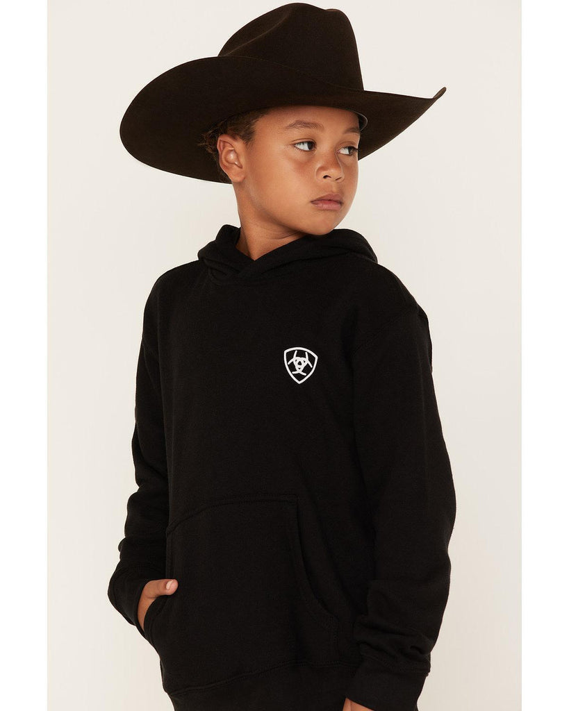 Boy's Ariat Black Shield & Flag Hoodie #10042599