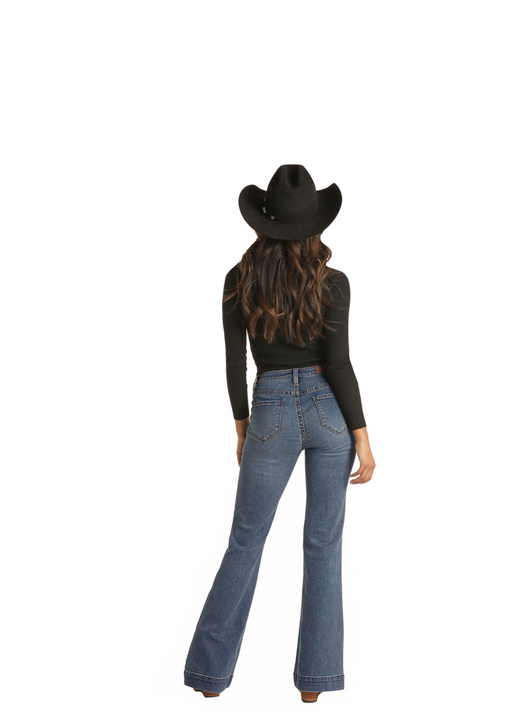 Women's Rock & Roll Cowgirl Mid-Rise Trouser Jean #W8M2682