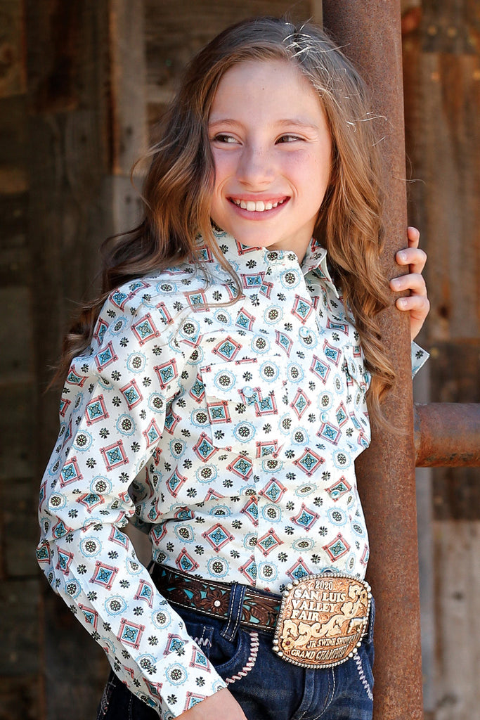 Girl's Cruel Girl Snap Front Shirt #CTW3230035LTB