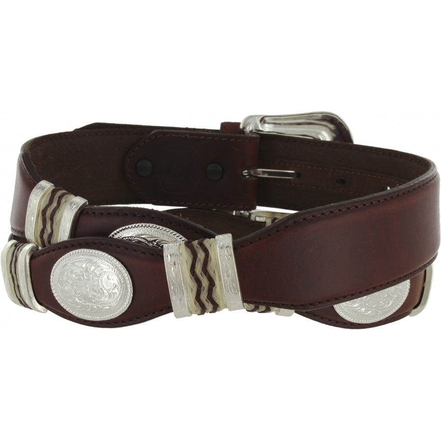 Brighton Men's Western Scroll Genuine Leather Belt | Size 38, Bark Brown