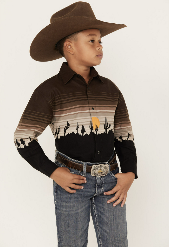 Boy's Panhandle Ombre Snap Long Sleeve Shirt #PHBSOSR0AM