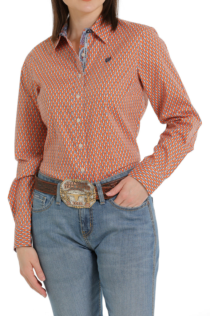 Women's Cinch Orange Button Down Shirt #MSW9165028ORG