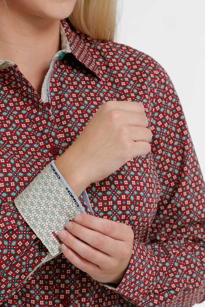 Women's Cinch Button Down Shirt #MSW9165013-C