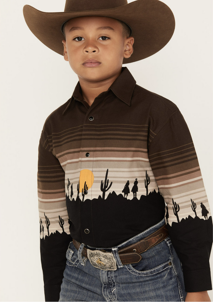 Boy's Panhandle Ombre Snap Long Sleeve Shirt #PHBSOSR0AM