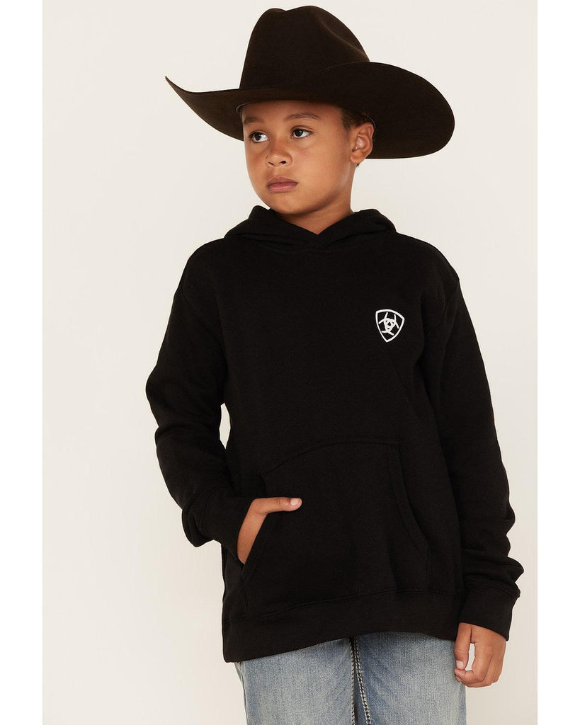Boy's Ariat Black Shield & Flag Hoodie #10042599