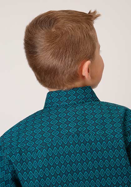 Boy's Roper Green & Blue Pattern Long Sleeve #03-030-0064-1011