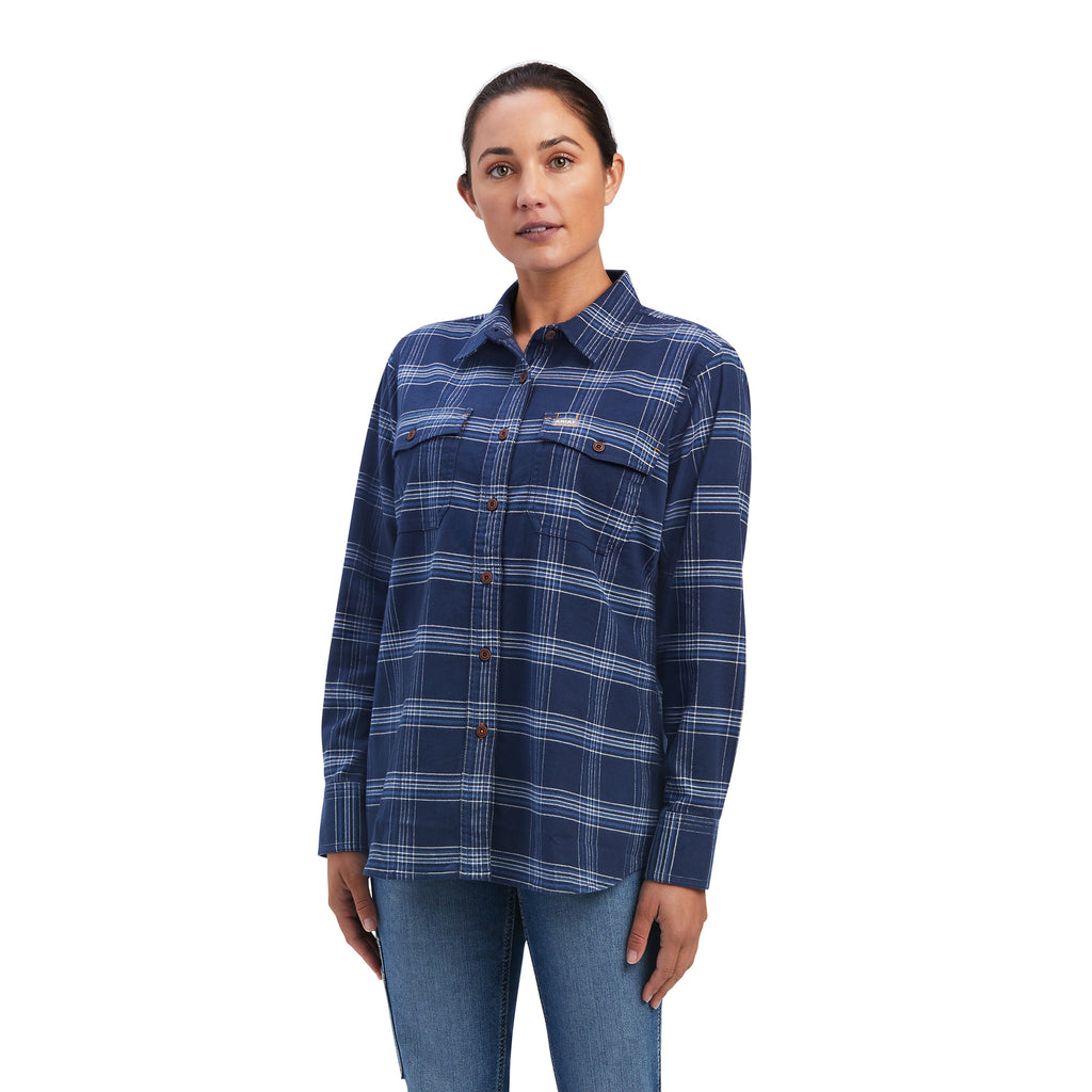 Women's Ariat Rebar Flannel DuraStretch Button Down Work Shirt #10041594
