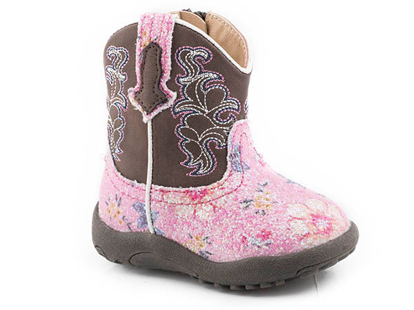 Infant Roper Brown & Pink Floral Boot #09-016-1901-2987