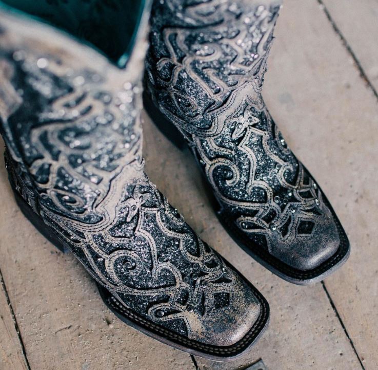Women's Corral Glitter Inlay Square Toe Boot #C3484