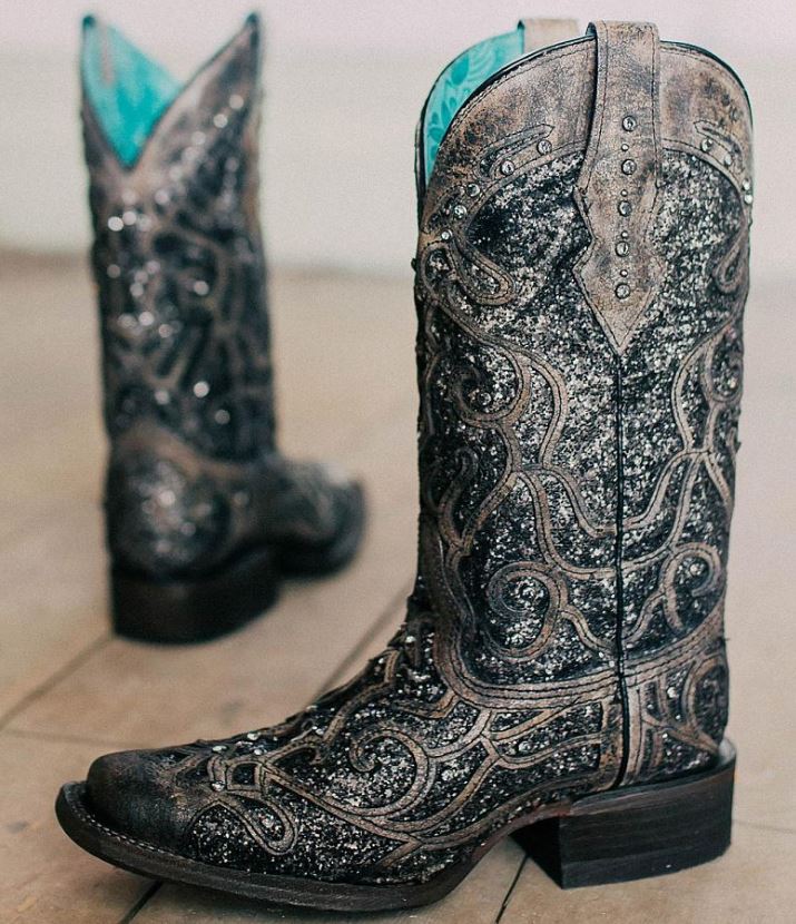 Women's Corral Glitter Inlay Square Toe Boot #C3484