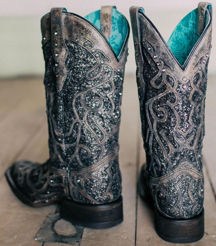 Women's Corral Glitter Inlay Square Toe Boot #C3484
