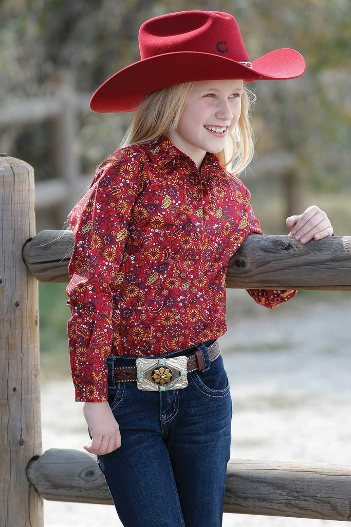 Girl's Cruel Girl Snap Front Shirt #CTW3220030RED
