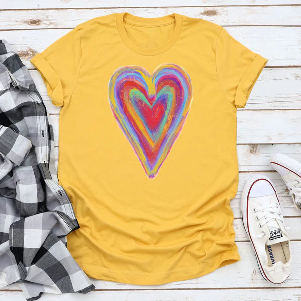 Women's Rebel Rose Colorful Heart T-Shirt