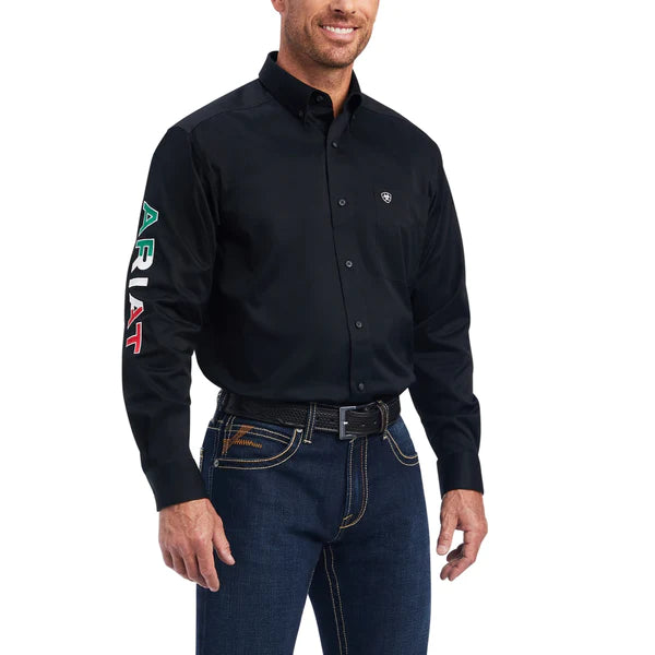 Men's Ariat Team Logo Mexican Black Button Down Shirt #10038914
